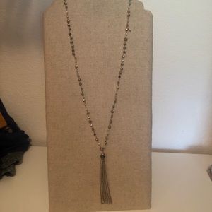Stella & Dot Silver Neutral Multi Tassel Necklace